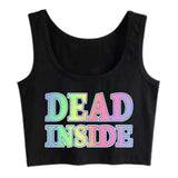 Top - DEAD INSIDE - Cotton Spandex - OSXL - Noir