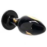 Plug anal en verre - SECRET KISSES - 4'' - Noir et or