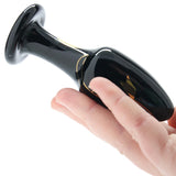 Plug anal en verre - SECRET KISSES - 4'' - Noir et or