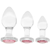 Ensemble de plugs anal en verre - ADAM & EVE - Gemme rose - S M L