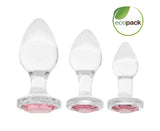 Ensemble de plugs anal en verre - ADAM & EVE - Gemme rose - S M L - EcoPack
