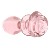 Plug anal - Rose en verre - Moyen