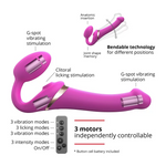 Strap-on - Multi Orgasm - Télécommandé, 3 moteurs - Fuschia - S, M