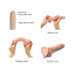 Dildo réaliste - Peau élastique - Sliding Skin - Couleur peau -  L, XL, XXL