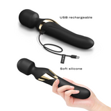 Vibromasseur Wand 3 en 1 - Dual Orgasms - Noir et Or