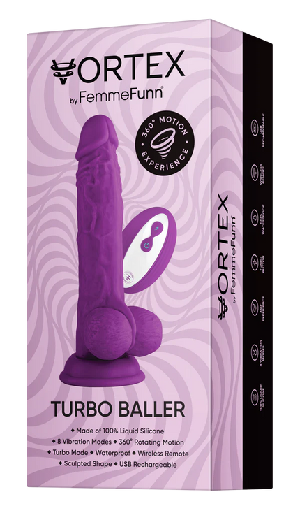 Vortex - Turbo Baller - Dildo vibrant avec rotation - Mauve