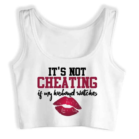Top - IT'S NOT CHEATING IF MY HUSBAND WATCHES - Cotton Spandex - OSXL