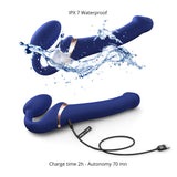 Strap-on - Multi Orgasm - Télécommandé, 3 moteurs - Bleu - S, M, L, XL