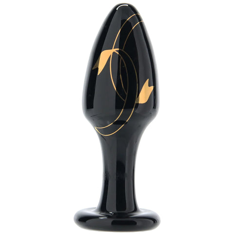Plug anal en verre - SECRET KISSES - 4'' - Noir et or
