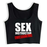 Top - SEX INSTRUCTOR FIRST LESSON FREE - Cotton Spandex - OSXL