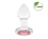 Plug anal en verre - ADAM & EVE - Gemme rose - S - EcoPack