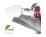 Plug anal en verre - ADAM & EVE - Gemme rose - S - EcoPack