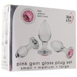 Ensemble de plugs anal en verre - ADAM & EVE - Gemme rose - S M L