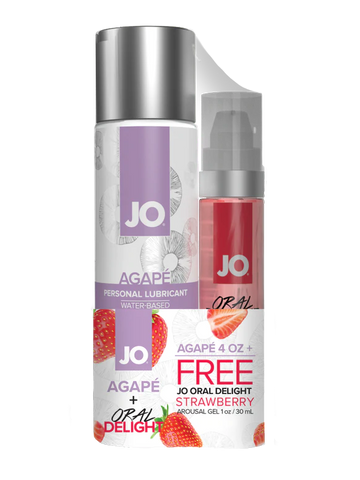 JO Agape 4oz + GWP JO Oral Delight Strawberry Arousal Gel 1oz