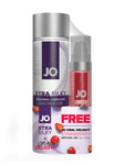 Duo-Pack - Lubrifiant JO Xtra Silky à base de silicone 4 oz + JO Oral Delight - Fraise 1 oz