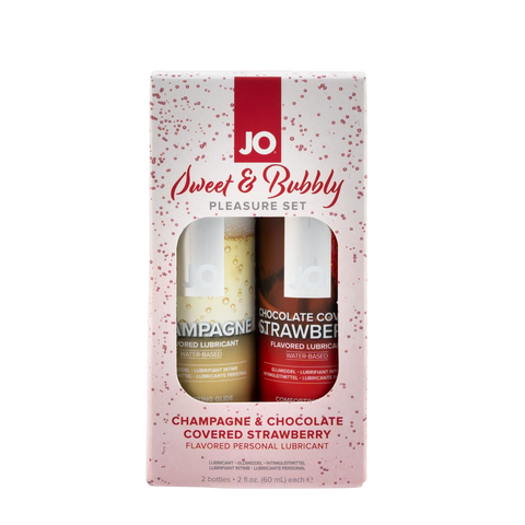 Ensemble cadeau - Lubrifiants - JO Sweet & Bubbly - Champagne et Fraise au chocolat - 2 x 2 oz