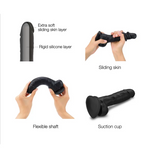 Dildo réaliste - Peau élastique - Sliding skin - Noir - L, XL, XXL