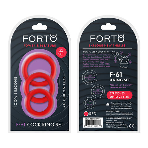 F-61: 3 PIECE C-RING SET 100% SILICONE ROUGE