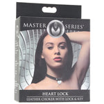 Collier en cuir noir avec serrure en cœur et clé - Heart Lock and Key Leather Choker